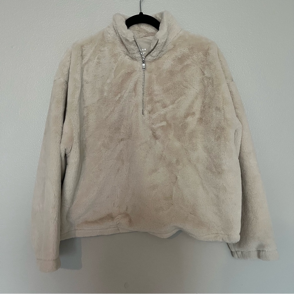 A NEW DAY- Faux Fur Half Zip Jacket in Beige Size M